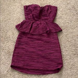 Burgundy strapless dress